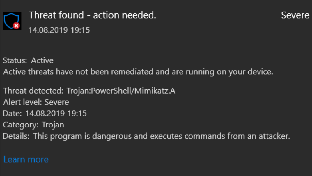 One of the few times this is considered success