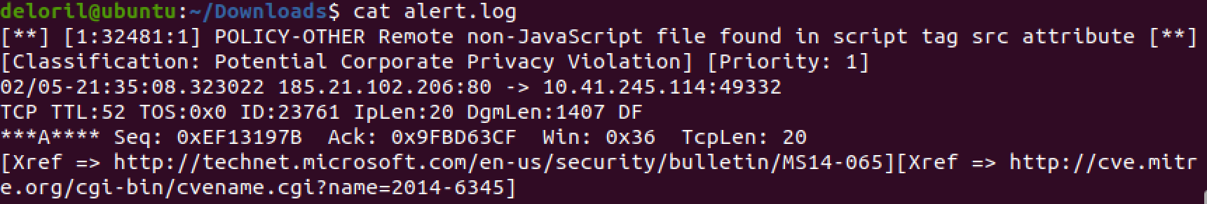 Snort is alerting us to an oddity. Note the xref links. While not mandatory, if you write rules without them, I’ll cry.
